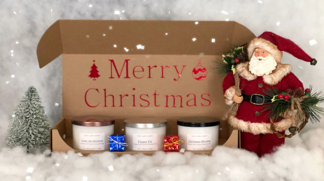 Merry Christmas 3-Pack Soy Candle Gift Box