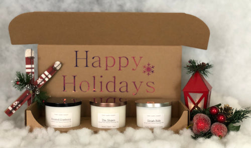 Happy Holidays 3-Pack Soy Candle Gift Box